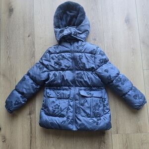 Kensie Girl Girls Flocked Floral Puffer Jacket Magenta Coat Winter